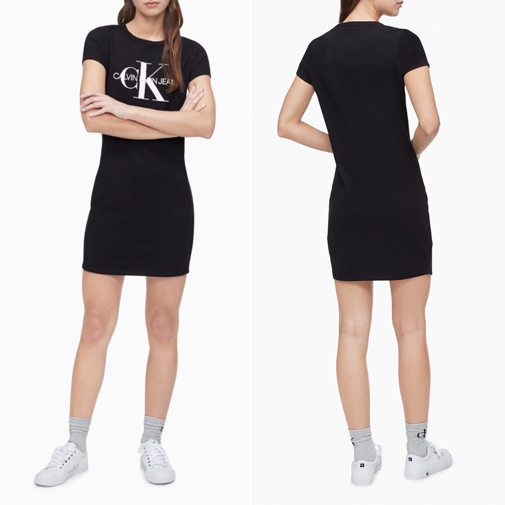 Calvin Klein Monogram Logo Crewneck T-shirt Dress